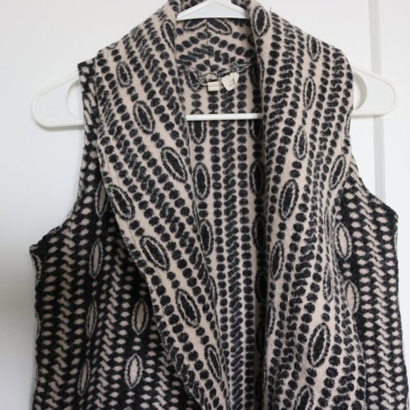 Anthropologie Moth Knit Warm Black White Pattern Vest Size XS - Picture 4 of 5